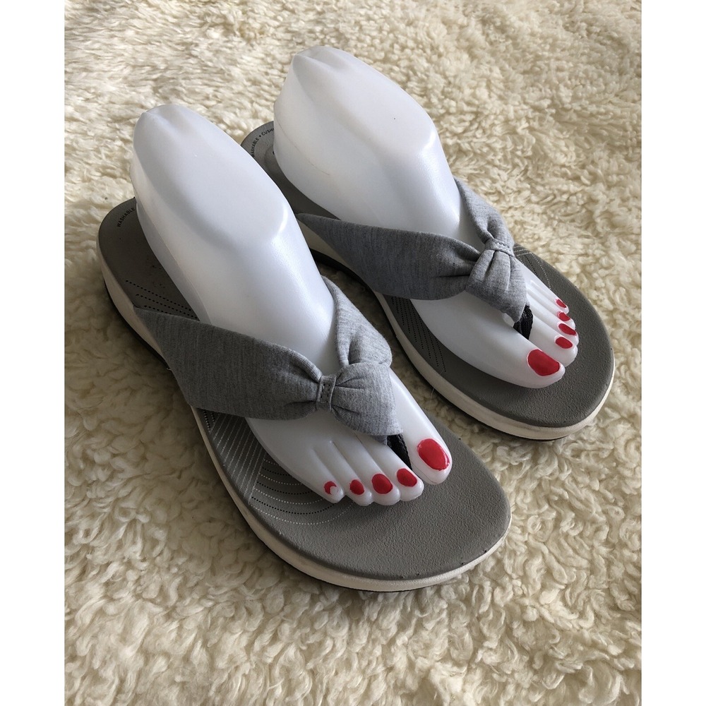 Women's Clark's Gray Knot-Front Thong Sandals - Comfortable Everyday Flip Flops